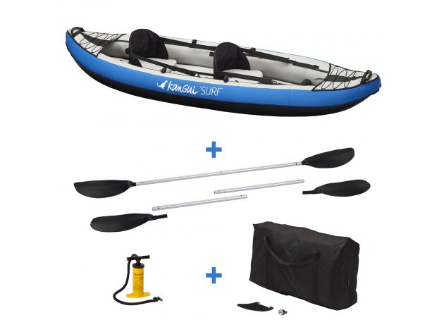 Kayak Gonflable bleu - 2 personnes 310cm - Gonfleur, sièges, pagaies et sac inclus