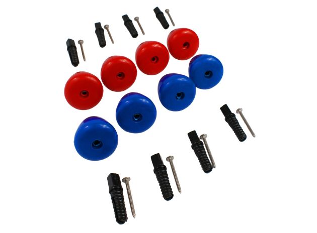 Lot de 8 poignées de Babyfoot coniques bleus & rouges pour barres télescopiques Ø14.5mm