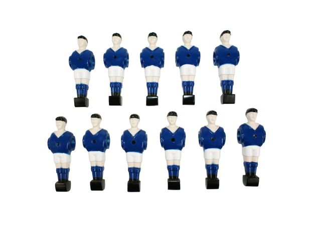 Lot de 11 joueurs de babyfoot bleu aluminium, pour barre 14.5 mm de diamètre