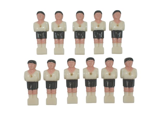 Lot de 11 joueurs en plastique pour babyfoot - Blanc et noir - barre Ø16mm