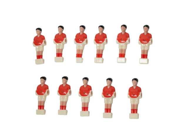 Lot de 11 joueurs pour babyfoot en plastique - Rouge et blanc - barre Ø12.7mm