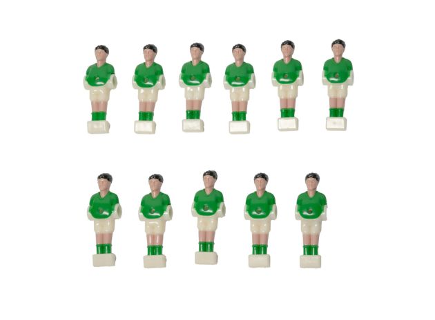 Lot de 11 joueurs pour babyfoot en plastique - Vert et blanc - barre Ø12,7 mm