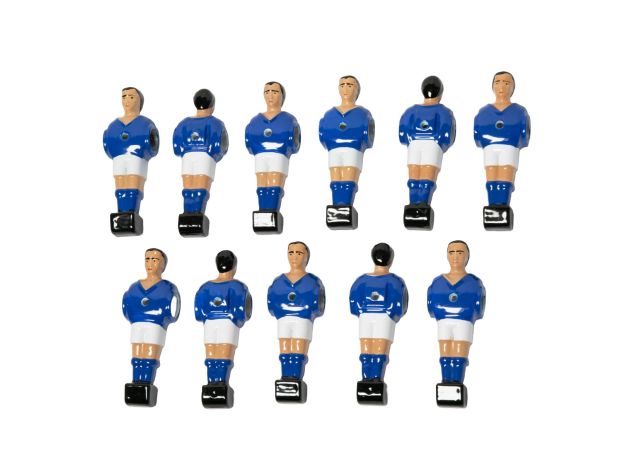 Lot de 11 joueurs de babyfoot en aluminium - Bleu et blanc - barre Ø16mm