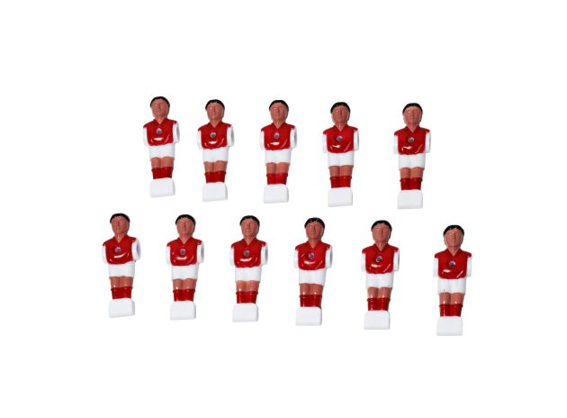 Lot de 11 joueurs de babyfoot en plastique - Rouge et blanc - barre 12,7mm