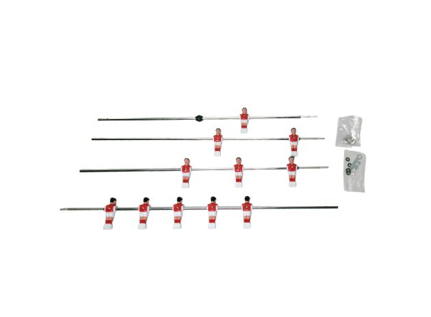 Lot de 4 barres télescopiques Ø12.7mm avec 11 joueurs Rouge et Blanc