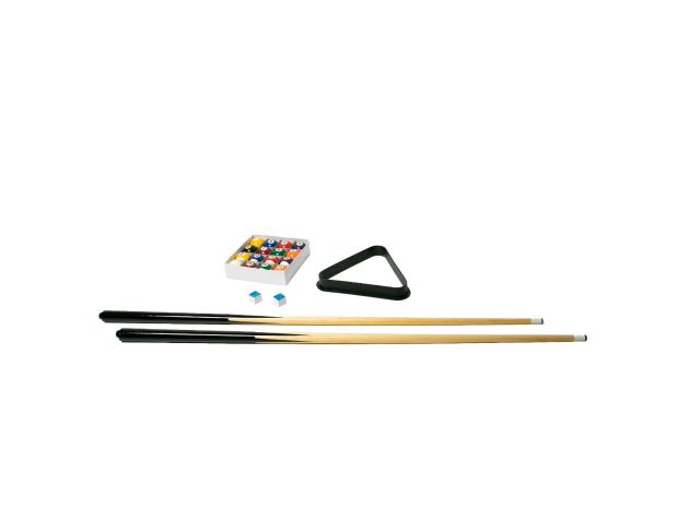 Lot de 2 queues bicolores (92cm) + 16 boules billard Ø38mm + triangle + 2 craies