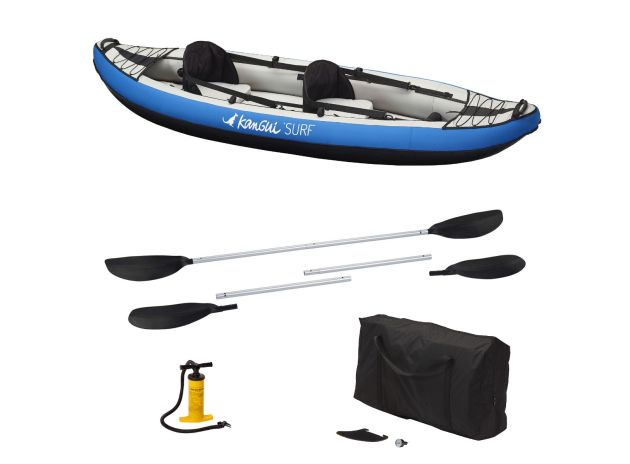 Kayak Gonflable bleu - 2 personnes 310cm - Gonfleur, sièges, pagaies et sac inclus