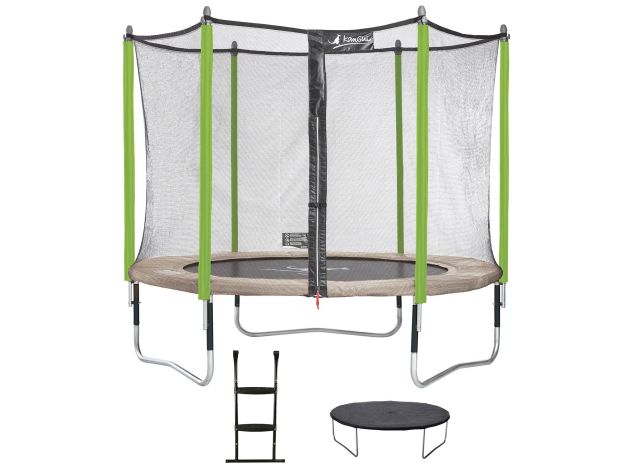 Trampoline de jardin rond 300 Jumpi ZEN + échelle + bache de propreté