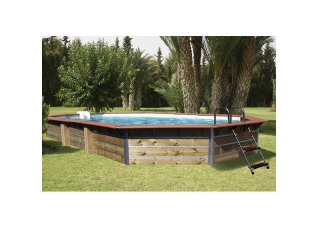 Piscine bois octogonale SIAYAN 730x420x129 cm