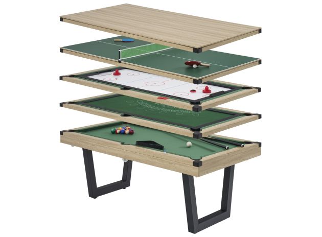 Table à manger convertible 5-en-1 : Billard, Hockey, ping pong et jeux de carte