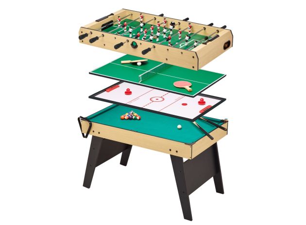 Table 4 en 1 pour toute la famille - Multi jeux : Billard, Babyfoot, Ping Pong, Hockey 