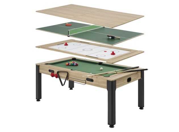 Table rotative 4-en-1 : Table à manger, Air Hockey, Billard, Tennis de table