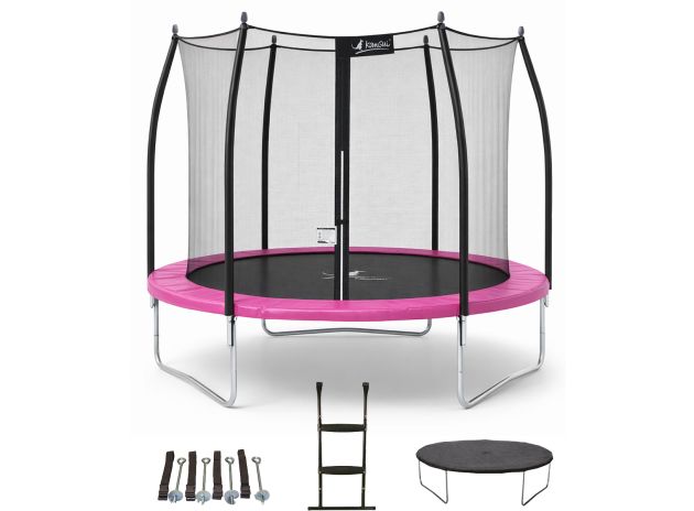 Trampoline filet intérieur - Bumpi Rose 300 + échelle + couverture + kit ancrage