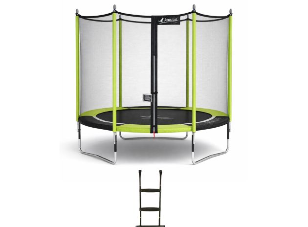 Trampoline de jardin durable - Jumpi Vert/Noir 250 + échelle