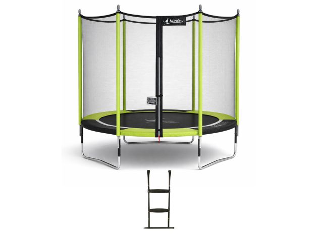 Trampoline de jardin durable - Jumpi Vert/Noir 300 + échelle