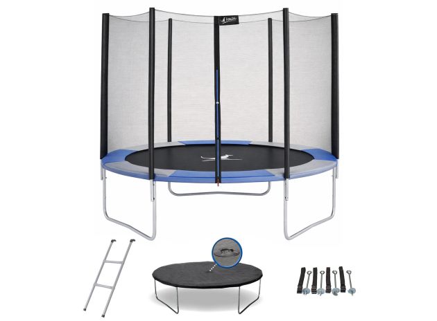 Trampoline RALLI Ø300 + échelle, couverture de propreté et kit d&#039;ancrage