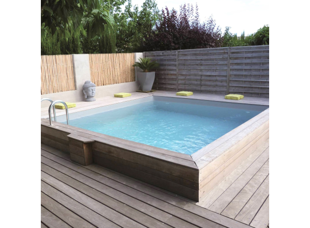 Piscine en bois carrée 370 x 370 x 147 cm EGINE