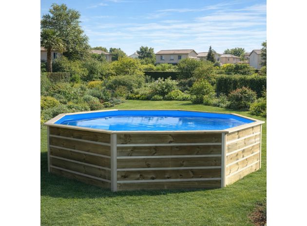 Piscine en bois octogonale hors sol 460x94 cm BOHOL 