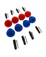 Lot de 8 poignées de Babyfoot coniques bleus & rouges pour barres télescopiques Ø14.5mm