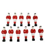 Lot de 11 joueurs de babyfoot en aluminium - Rouge et blanc - barre Ø14.5mm