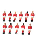 Lot de 11 joueurs de babyfoot en aluminium - Rouge et blanc - barre Ø16mm