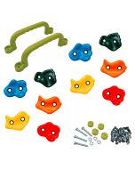 Lot de 10 pierres à grimper d'escalade plastique AVEC visserie + lot de 2 poignées