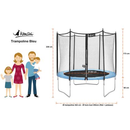 Trampoline rond avec filet de sécurité - Kangui - RALLI 300 - Mixte