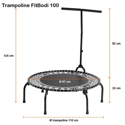 Kanchimi Mini Trampoline Fitness Pliable Avec Poignée Réglable – Capacité 330 Lbs – Antidérapant