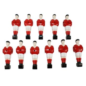 Lot de 11 joueurs de babyfoot rouge aluminium, pour barre 14.5 mm de diamètre