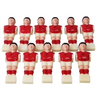Lot de 11 joueurs en plastique pour Babyfoot - Maillot rouge, short blanc pour barre 16 mm