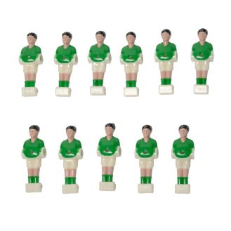 Lot de 11 joueurs pour babyfoot en plastique - Vert et blanc - barre &Oslash;12,7 mm