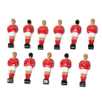 Lot de 11 joueurs de babyfoot en aluminium - Rouge et blanc - barre Ø16mm