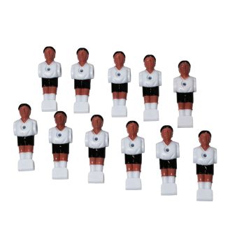 Lot de 11 joueurs de babyfoot en plastique - Blanc et noir - barre 12,7mm