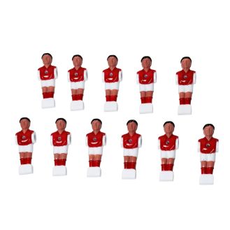 Lot de 11 joueurs de babyfoot en plastique - Rouge et blanc - barre 12,7mm