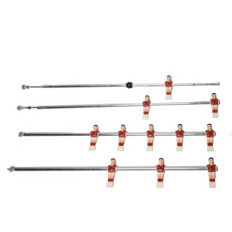 Lot de 4 barres télescopiques Ø16mm avec 11 joueurs Rouge et Blanc