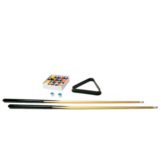 Lot de 2 queues bicolores (92cm) + 16 boules billard Ø38mm + triangle + 2 craies