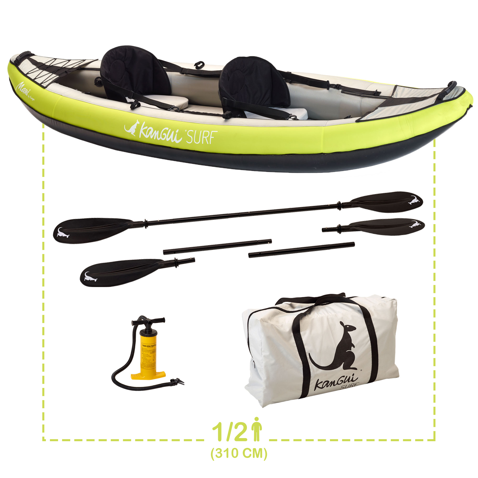 pack complet kayak gonflable maui kangui