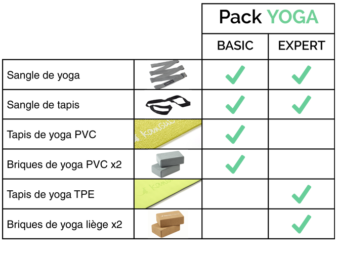 tableau comparatif kit yoga kangui