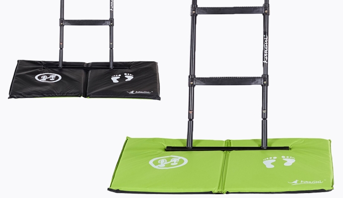 tapis de sol pliable et réversible vert et noir pour trampoline kangui