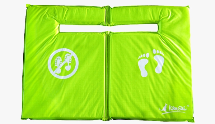 tapis de sol vert réversible noir pour trampoline de jardin kangui