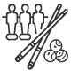 joueurs, balles, poignées, boules, etc
