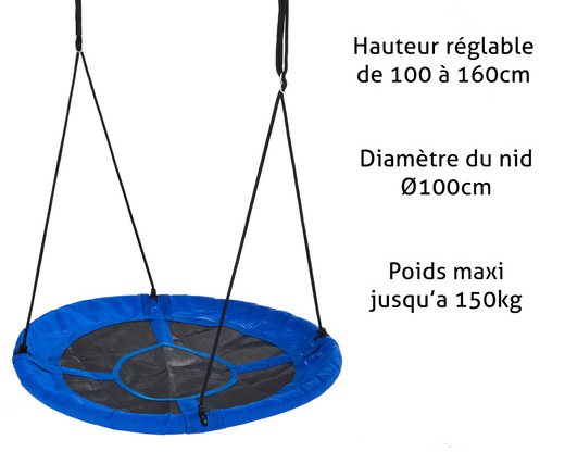 Balancoire nid oiseau avec mesures